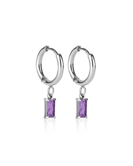 Evie Jewelry Metallic Luxe Amethyst Drop Huggie Earrings