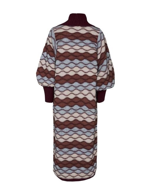 The Extreme Collection Red Long Wave Cardigan With Organic Wool And Alpaca Henriette