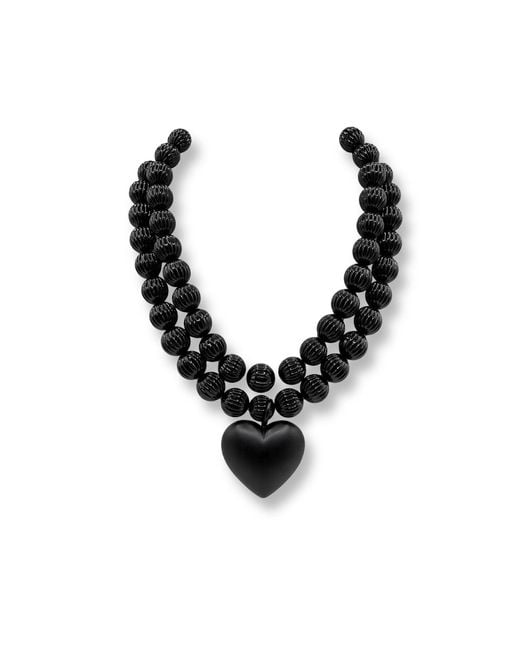 Michael Nash Jewelry Black Amour Matte Heart Necklace