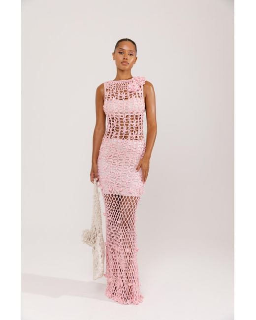 Andreeva Pink Vanilla Handmade Maxi Crochet Dress