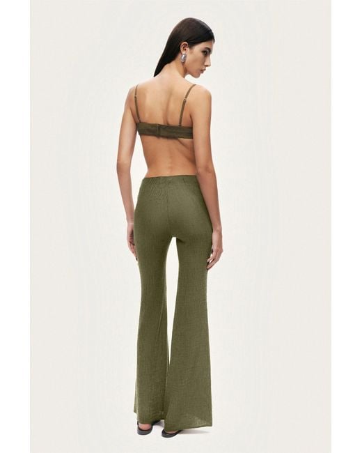 Nocturne Green Neutrals Flared High-Waist Pants