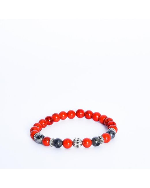 Addicted Red Odisseo Handcrafted Bracelet With Labradorite & Howlite for men