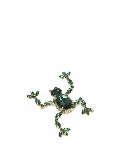 Addicted Green Mabel Frog Shaped Brooch With Emerald Crystals