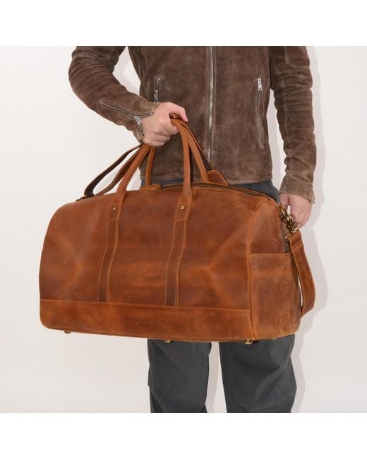 Touri Orange Genuine Saddel Leather Duffel for men