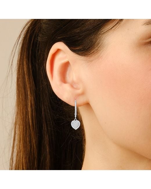 Kylie Harper White October Opal Birthstone Heart-Cut Halo Leverback Earrings