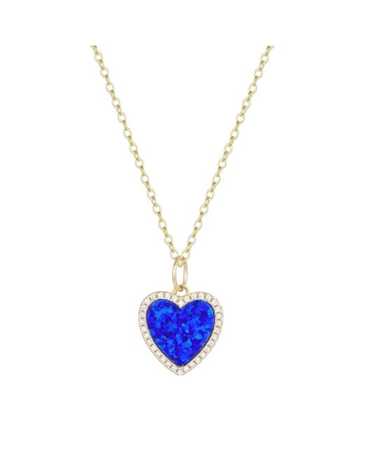 KAMARIA Blue Opal Heart Necklace With Crystals