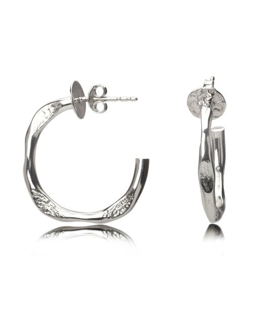 The Jewellery Store London Metallic Hammered Hoop Stud Earrings