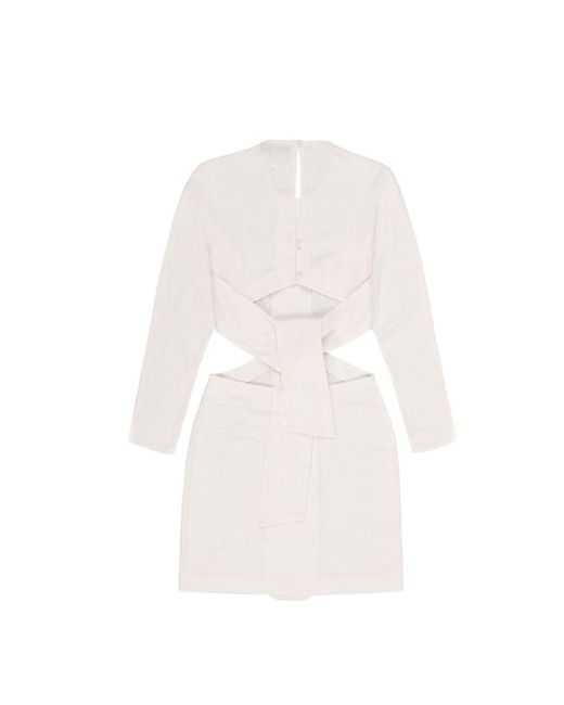 Mimhi Maison White Cut-Out Mini Dress With Open Back – Ivory