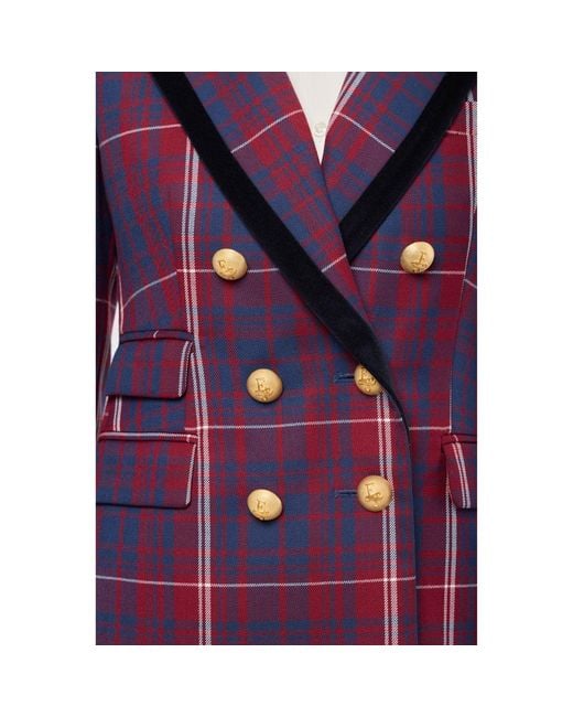 The Extreme Collection Purple Checked Blazer With Velvet Lapel Anderson