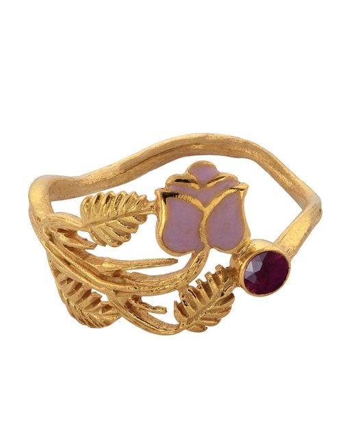 Emma Chapman Jewels Metallic Enamel Rose Ruby Ring