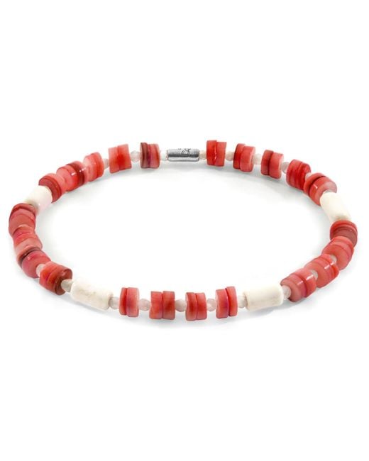 Anchor and Crew Red Maisie & Freshwater Shell Skinny Bracelet