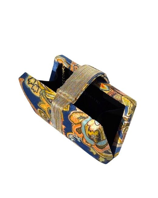 Simitri Blue Paisley Fringe Clutch Bag