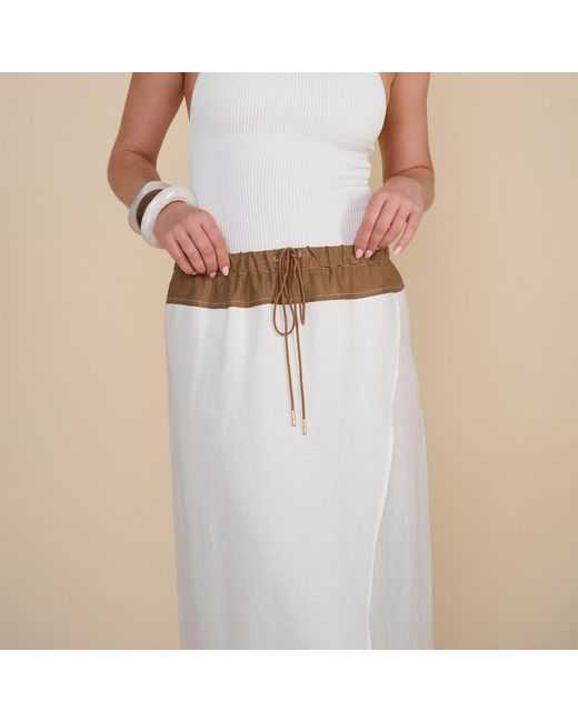 The Summer Edit Gray Stella Luxe Linen Skirt