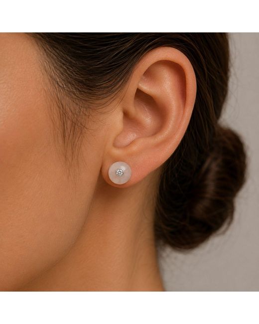 Lily Flo Jewellery White Neutrals Moonstone Diamond Stud Earrings