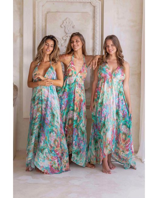 Sophia Alexia Blue Liquid Silk Ibiza Dress