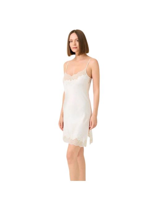 Bocan Couture White Jewel Short Rayon Nightgown With Lace