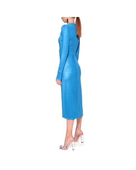 AGGI by HALEWSKI Blue Adriana Aster Midi Evening Dress