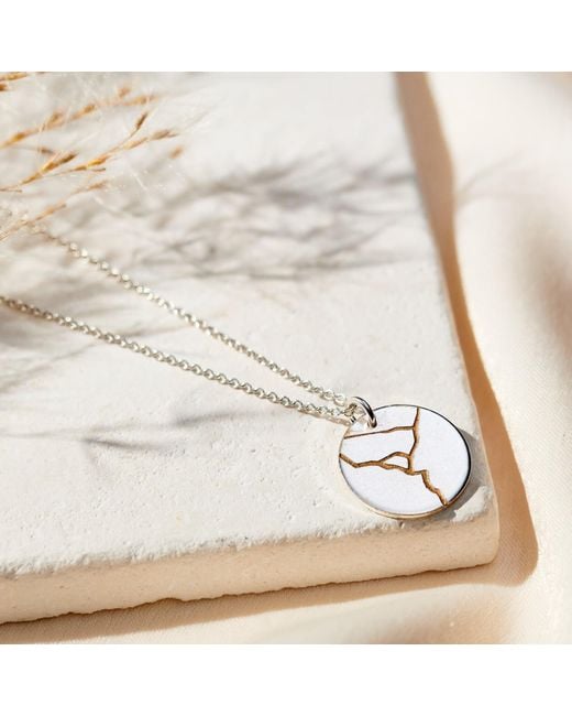 Posh Totty Designs Metallic Sterling Silver Kintsugi Disc Necklace
