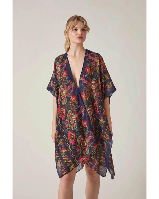 James Lakeland Blue Paisley Floral Kaftan