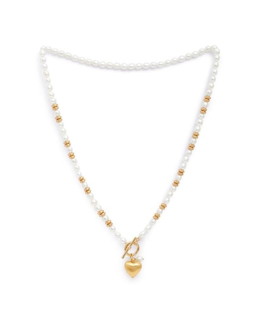 Pearls of the Orient Online Metallic Amare Cultured Freshwater Pearl Necklace With Vermeil Heart & Hematite Beads
