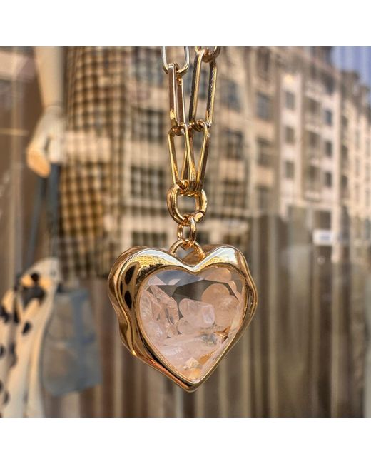 My Little Nature Metallic Plated Necklace With Rose Quartz Crystals
