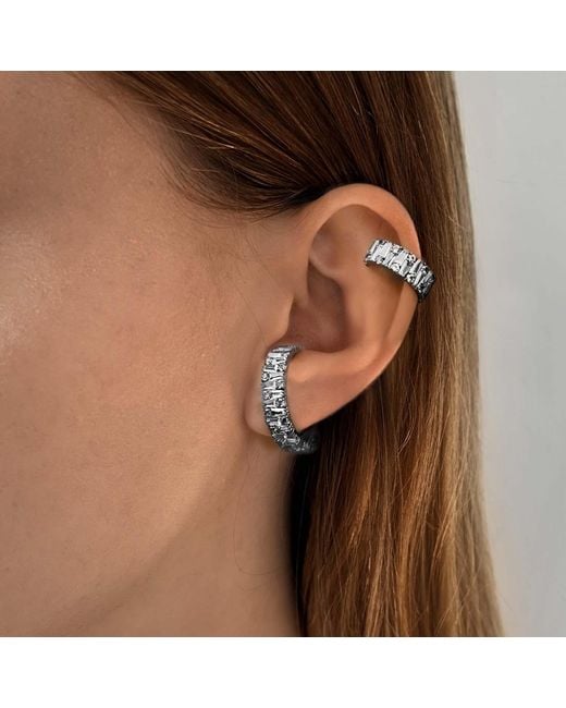 SALLY SKOUFIS White Culture Ear Cuff With Made Cz Diamond Stimulant