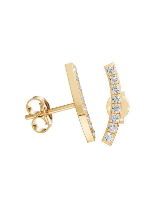 Aya Fine Jewelry Metallic Curved Bar Lab Diamond Stud Earrings