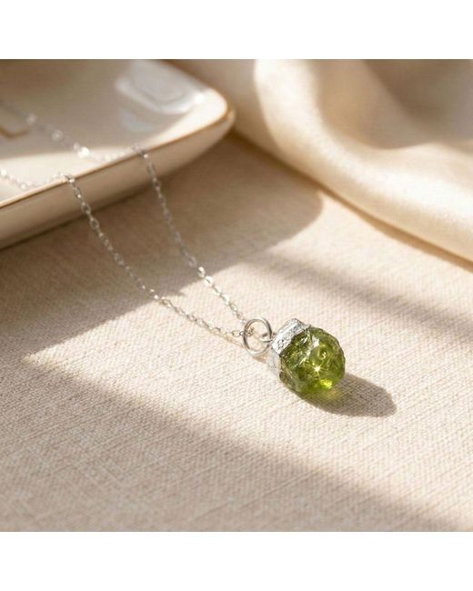 Harfi White Raw Peridot Sterling August Birthstone Necklace