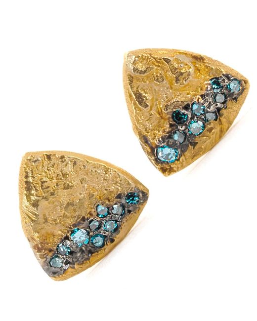 Ebru Jewelry Yellow Nature Triangle Diamond Stud Earring