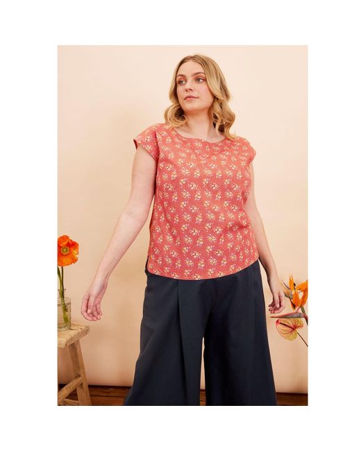 Emily and Fin Pink Edna Paprika Ditsy Floral Top