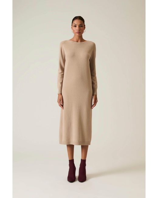 James Lakeland Natural Neutrals Taupe Knitted Midi Dress
