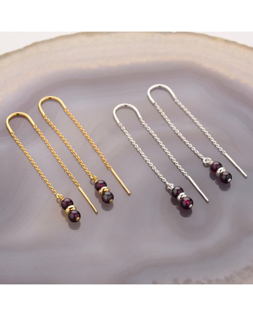 Nellou Jewellery White Fall Birthstone Earrings Garnet January Sterling