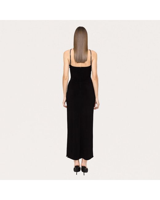 Nissa Black Cut-Out Jersey Midi Dress