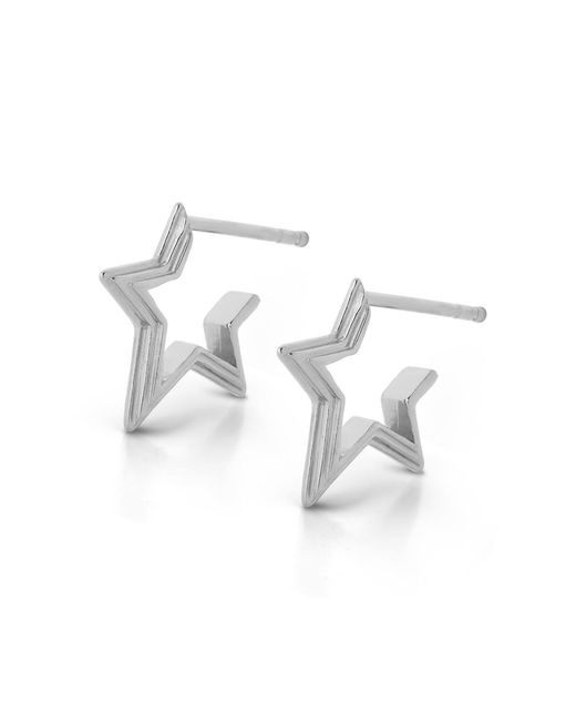 Nellou Jewellery White Stellar Hoop Earrings Sterling