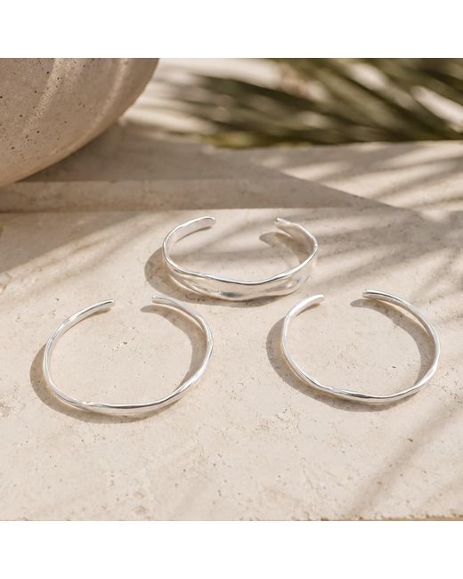 Rare Matters Jewelry Metallic Organic Sculpted Semi Matte Bangle Set Of Three