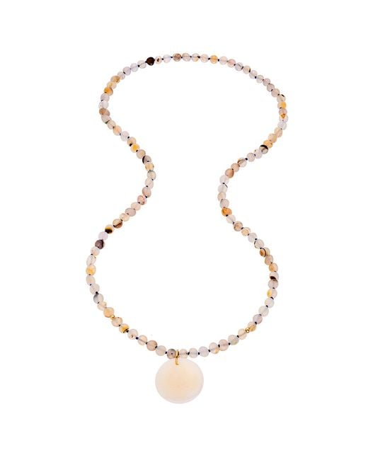 Heather Hawkins Jewelry Metallic Neutrals Rockabye Long Coin Beaded Gemstone Necklace