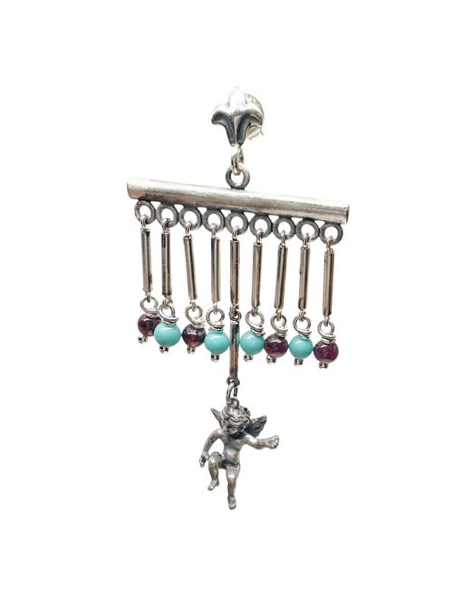 Tg-Jewellery by Tamara Gervasio Metallic Sterling Cherub Chandelier Earrings With Garnet & – Lost Wax Carving