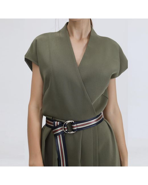 Smart and Joy Green Wrap Effect Dress With Belt