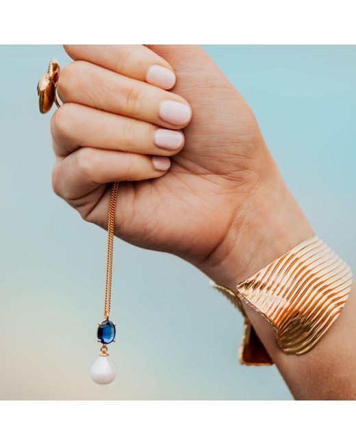 Augustine Jewels Metallic Kyanite And Baroque Pearl Drop Necklace