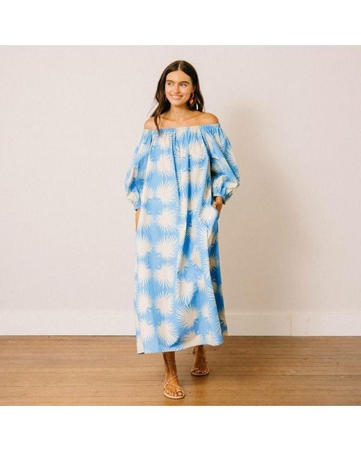 SUNSHINE TIENDA Blue Palm Geo Ace Dress