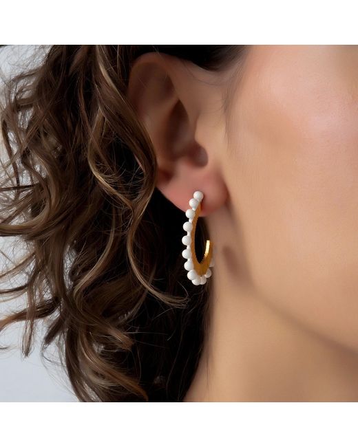 Milou Jewelry White Oval Hoop Earrings