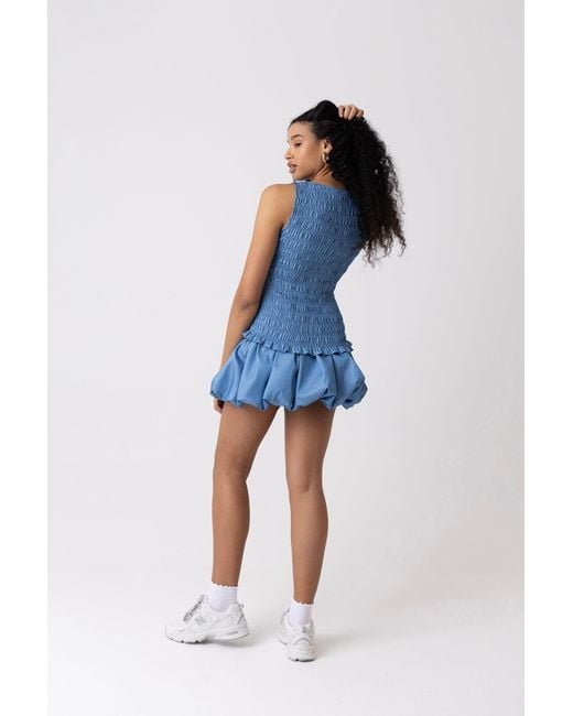 Amy Lynn Blue Claudia Chambray Ultra Puffball Mini Skirt