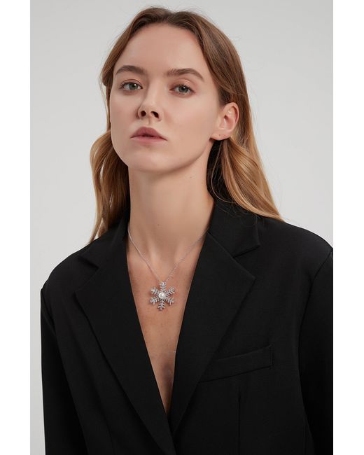 Classicharms White Pavé & Pearl Snowflake Multi Way Brooch Pendant