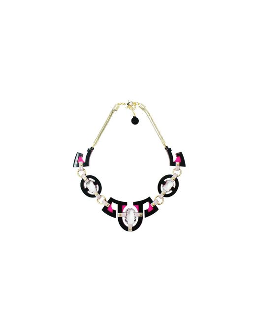 Gissa Bicalho White Handmade Acrylic Necklace Plastron Oval Cut Stone