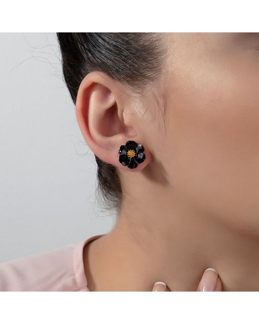 Milou Jewelry Black Petite Flower Earrings