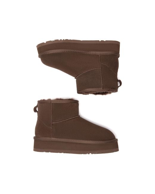 EverAu Australia Brown Dusky Leather Platform Short Boots