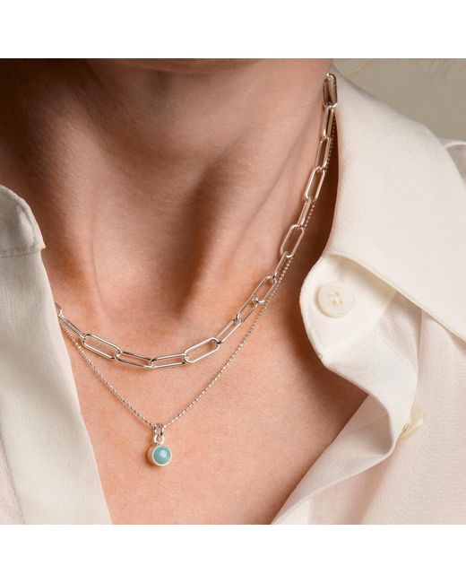 Nellou Jewellery Metallic Paperclip Necklace Plated Sterling