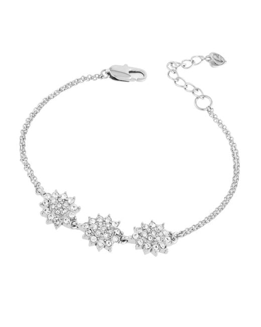 Grosse Metallic Platinum & Crystal Flower Statement Bracelet, Series Gleam