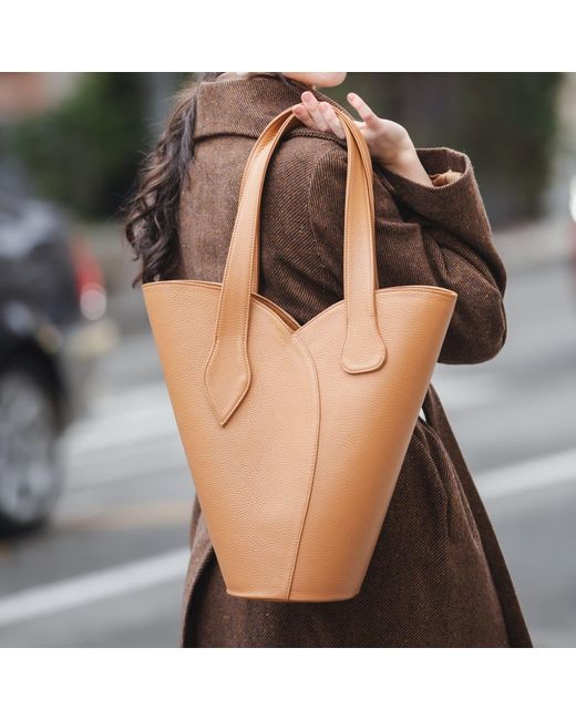 Tarea Studio Brown Neutrals Camel Oh Lala Tote Leather Bag