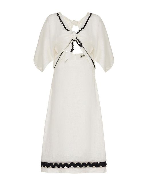 Nocturne White Ecru Cut-out Midi Dress